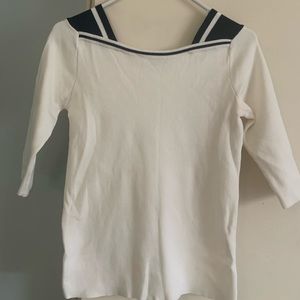 Navy blue and white blouse